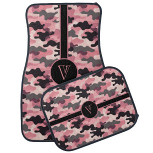 Trendy Pink, Grey, and Black Camo Personalized Car Floor Mat
