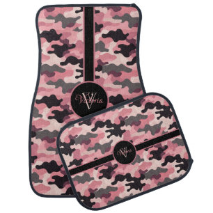 Trendy Pink, Grey, and Black Camo Personalized Car Floor Mat