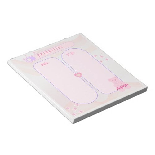 Trendy Pink Gummy Bear Priorities Notepad