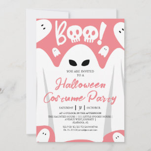 Trendy Pink Halloween Ghost Costume Party Invitation