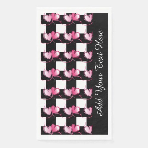 Trendy Pink Heart And Black Plaid Pattern Paper Gu Paper Guest Towels