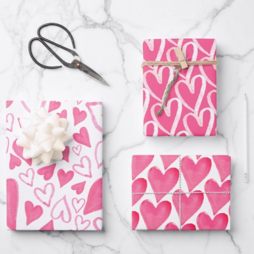 Trendy Pink Hearts Valentines Day  Wrapping Paper 