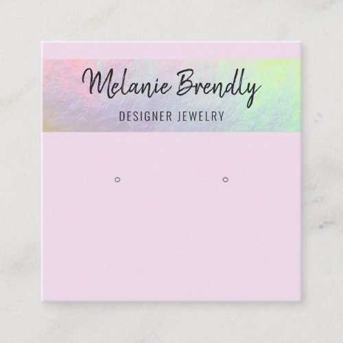 Trendy Pink Holographic Earring Display  Square Business Card