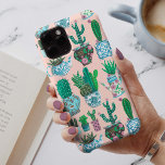 Trendy pink house plants Cactus pattern iPhone 13 Case<br><div class="desc">Trendy hand painted pink house plants Cactus pattern</div>