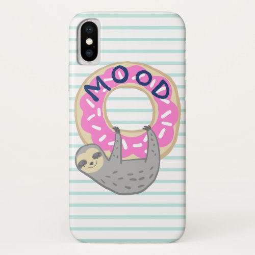 Trendy Pink Iced Donut  Sloth iPhone X Case