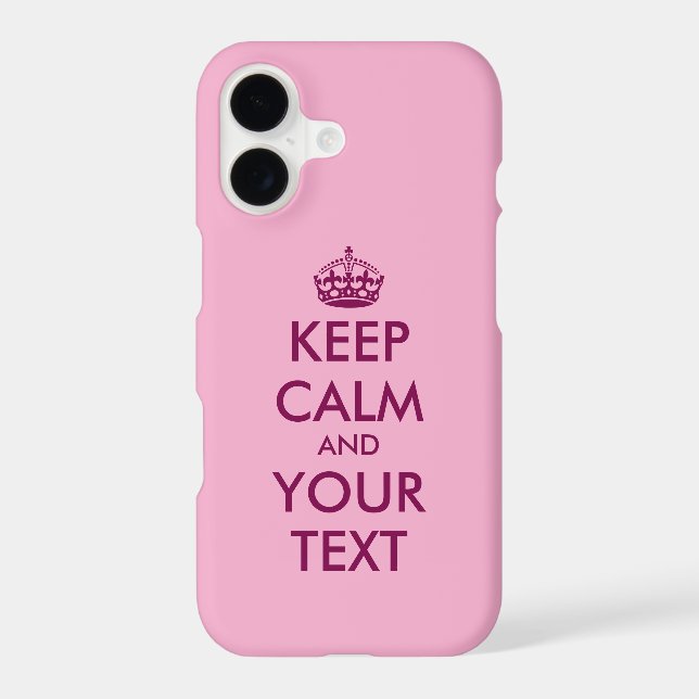 Trendy pink Keep Calm and Carry On Case-Mate iPhone Case (Back)
