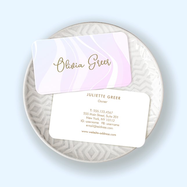 Trendy Pink Lavender  Retro Waves  Business Card (Creator Uploaded)
