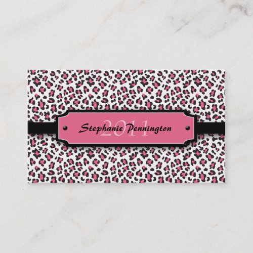 Trendy pink leopard graduation custom name card business card template