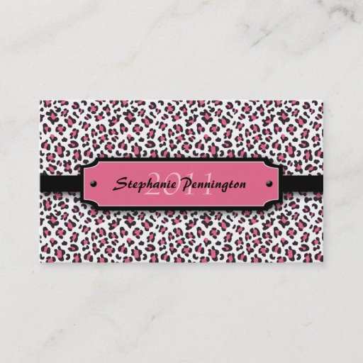 Customizable Trendy pink leopard graduation custom name card business card template