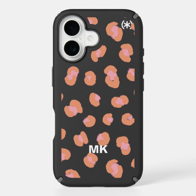Trendy Pink Leopard Monogram Initial Speck iPhone Case (Front)