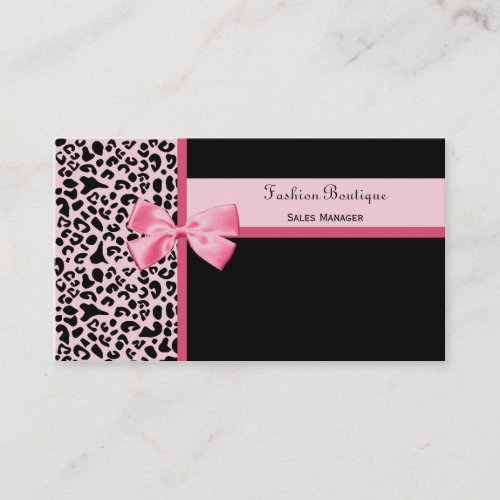 Trendy Pink Leopard Print Fashion Boutique Business Card Templates