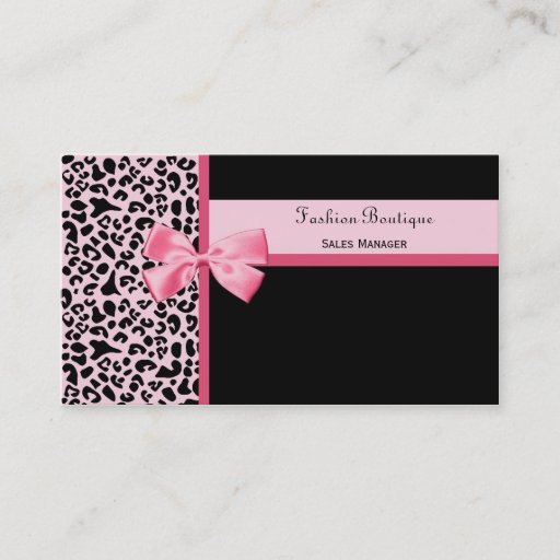 Customizable Trendy Pink Leopard Print Fashion Boutique Business Card Templates