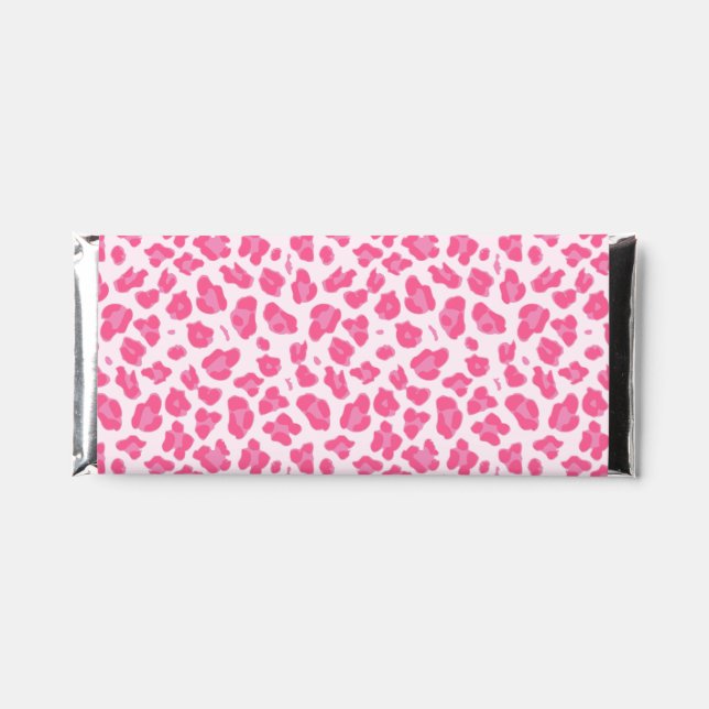 Trendy Pink Leopard Print Hershey Bar Favors (Front)