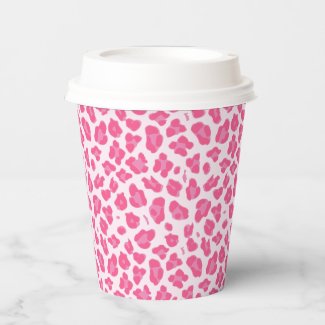 Trendy Pink Leopard Print Paper Cups