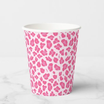 Trendy Pink Leopard Print Paper Cups