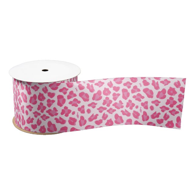 Trendy Pink Leopard Print Satin Ribbon (Spool)