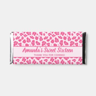 Trendy Pink Leopard Print - Sweet Sixteen Hershey Bar Favors