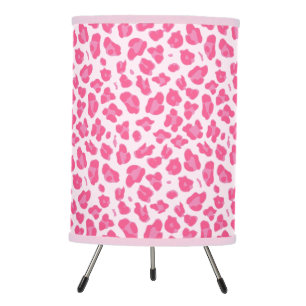 Trendy Pink Leopard Print Tripod Lamp