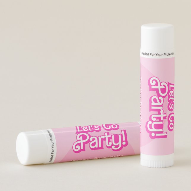 trendy pink let's go party Bachelorette Party Lip Balm (Front)
