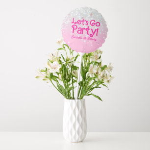 Trendy Pink Let's Go Party Birthday Balloon