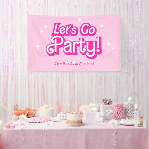 Trendy pink Let's Go Party Birthday