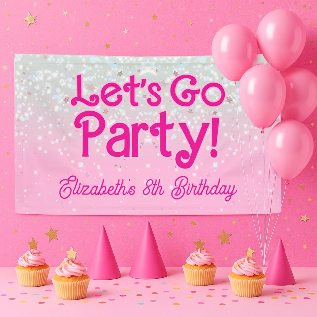 Trendy Pink Let's Go Party Birthday Banner (Trendy Pink Let's Go Party Birthday Banner)