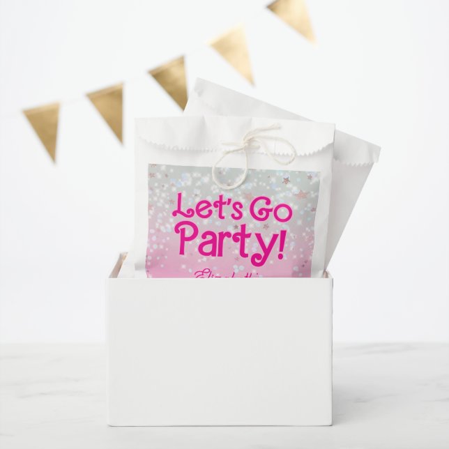 Trendy Pink Lets Go Party Birthday  Favor Bag (Party)