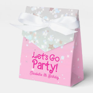 Trendy Pink Lets Go Party Birthday  Favor Boxes