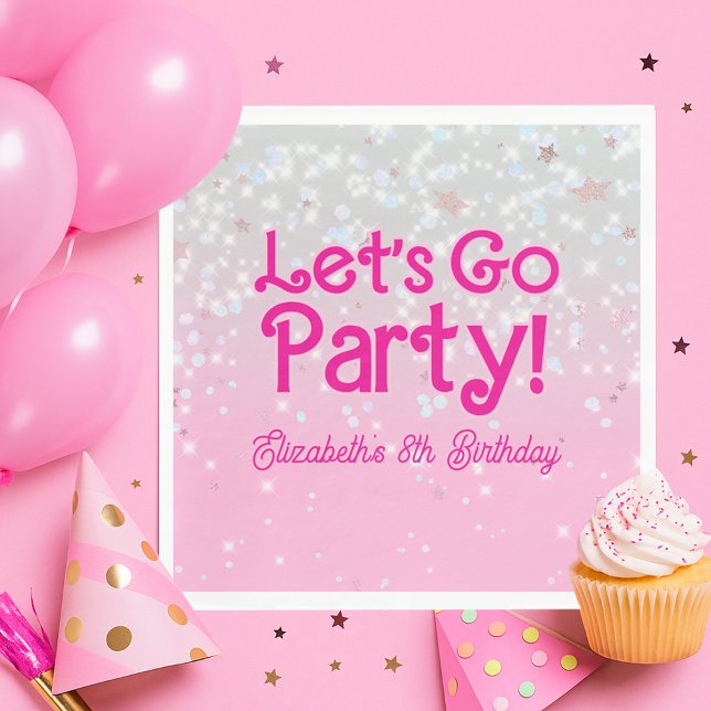 Trendy Pink Let's Go Party Birthday Napkins (Trendy Pink Let's Go Party Birthday Napkins)