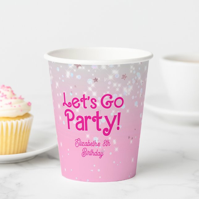 Trendy Pink Let's Go Party Birthday Party  Paper Cups (Trendy Pink Let's Go Party Birthday Party Paper Cups)