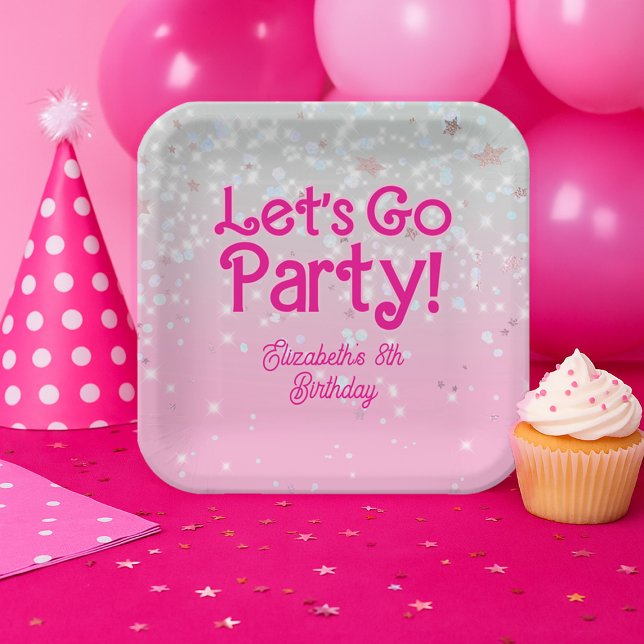 Trendy Pink Let's Go Party Birthday Party  Paper Plates (Trendy Pink Let's Go Party Birthday Party Paper Plates
#letsgoparty
#glampinkbirthdayparty
)