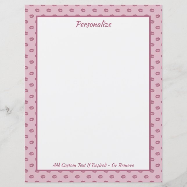 Trendy Pink Lip Kisses Pattern Personalized (Front)