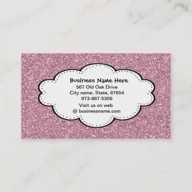 Trendy Pink Lipgloss Glitter Business Card (Front)
