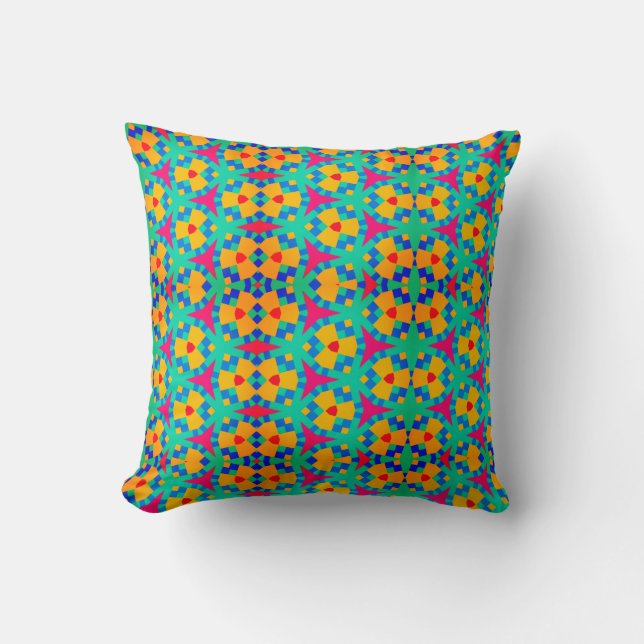 Trendy pink maze of patterns throw pillow (Front)
