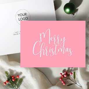 Trendy Pink Merry Christmas Holiday Card