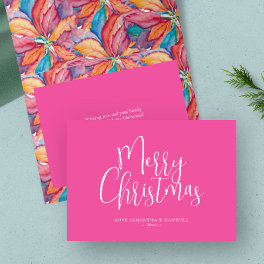 Trendy Pink Merry Christmas Holiday Card