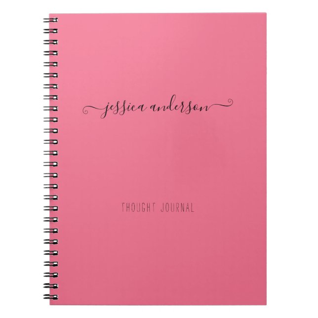 Trendy Pink Modern Handwriting Calligraphy Script Notebook (Front)