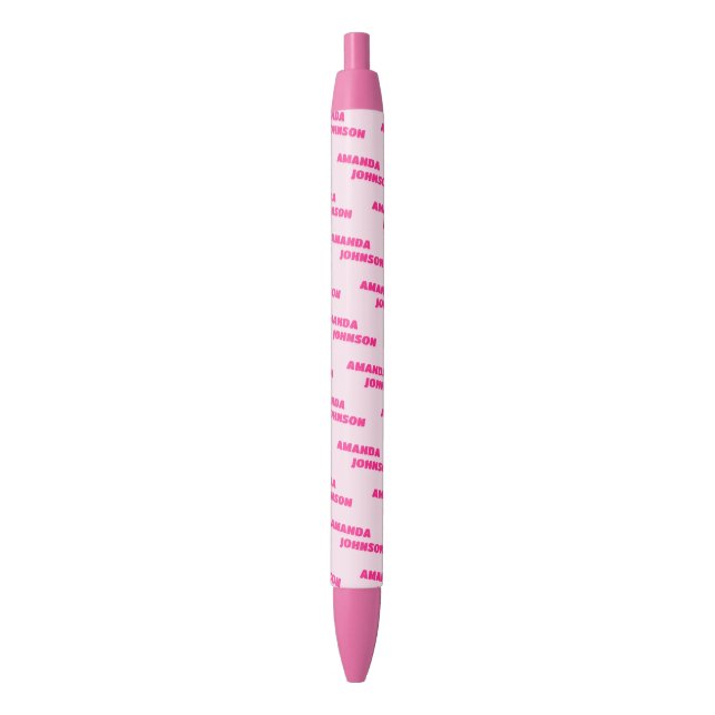 Trendy Pink Monogram Script Name Pattern  Pen (Front Vertical)