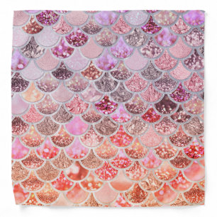 Trendy Pink Ombre Glitter Mermaid Fish Scales Bandana