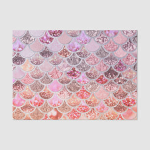 Trendy Pink Ombre Glitter Mermaid Fish Scales Tissue Paper