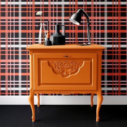 Trendy Pink Orange  Black Halloween Plaid Wallpaper