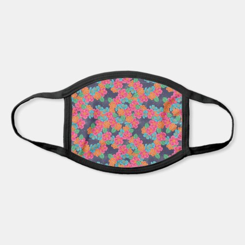 Trendy Pink Orange Turquoise Blue Floral Girly Face Mask