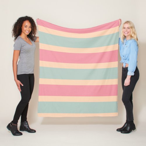 Trendy Pink Peach Teal Stripes Modern Elegant Fleece Blanket