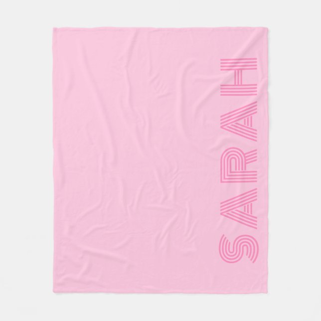 Trendy Pink Personalized Name  Fleece Blanket (Front)