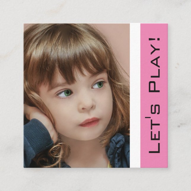 Trendy Pink Playdate Card w/Photo (Front)