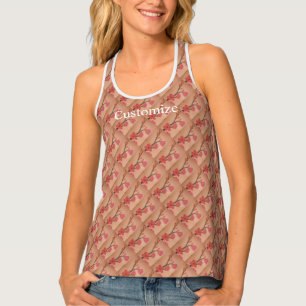 Trendy pink plum blossoms floral tank top