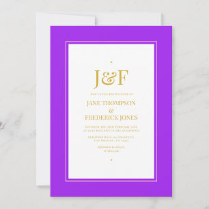 Trendy Pink, Purple, Black, and Gold Wedding Invitation