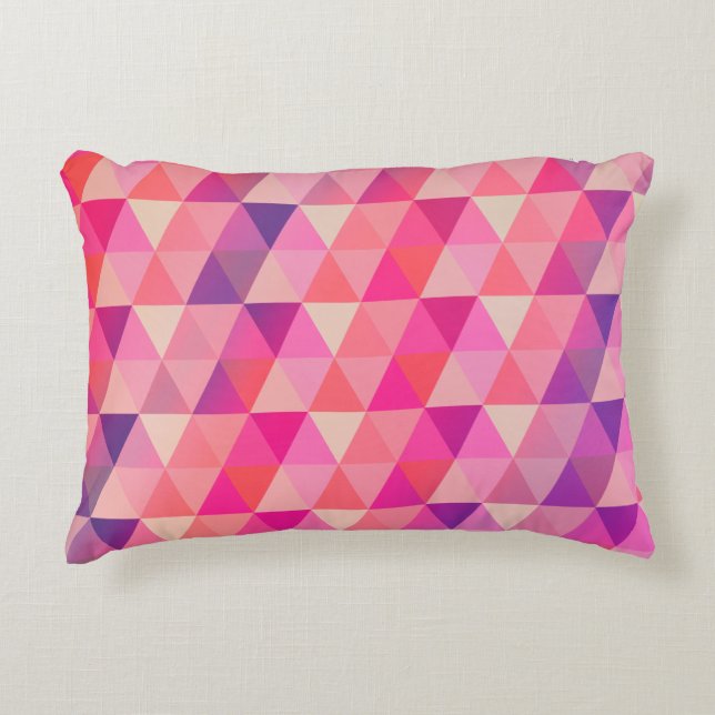 Trendy Pink Purple Geometric Pattern Decorative Pillow (Front)