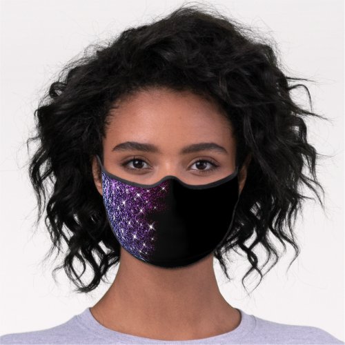 Trendy Pink Purple Gradient Black Stylish Glitter Premium Face Mask