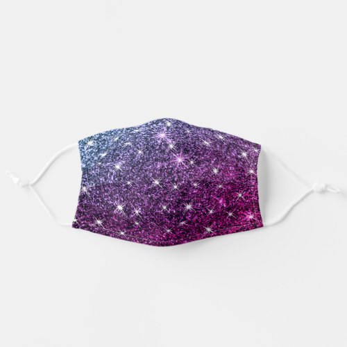 Trendy Pink Purple Ombre Glitter Stars Fashionable Adult Cloth Face Mask